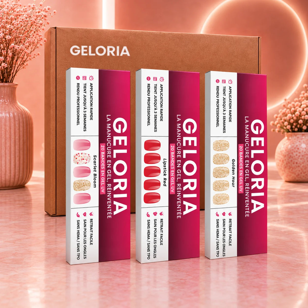 Kit Recharge 2+1 Geloria : trois étuis de bandes de gel