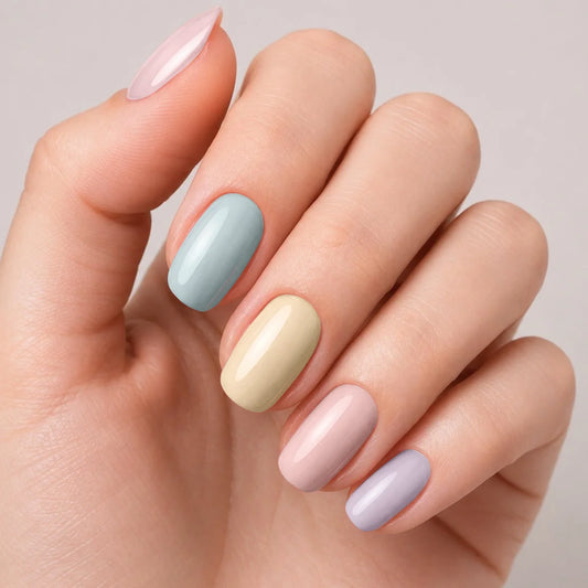 Bandes de vernis gel semi-permanent Geloria Pastel Dream posées sur une main